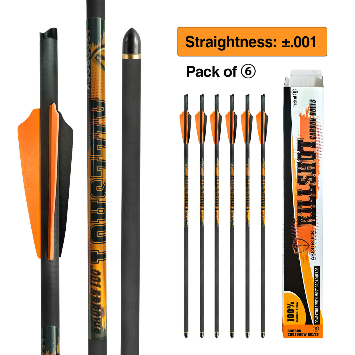 Crossbow Bolts 20 Inch 400 Grain Carbon Crossbow Arrows-0.001"
